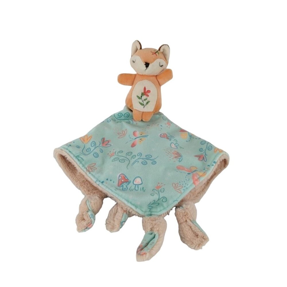 Mary Meyer Fox Lovey Orange Green Baby Security Blanket‎ Knots Flowers Mushroom